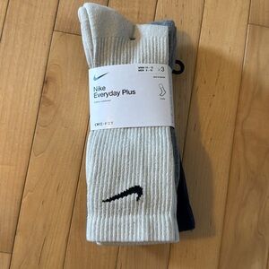 Nike everyday plus cotton cushioned 3pack crew athletic socks large gray, blue